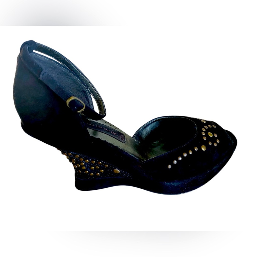 Steve by Steve Madden Lolitas Black Suede Platform Shoes Studs Size 8